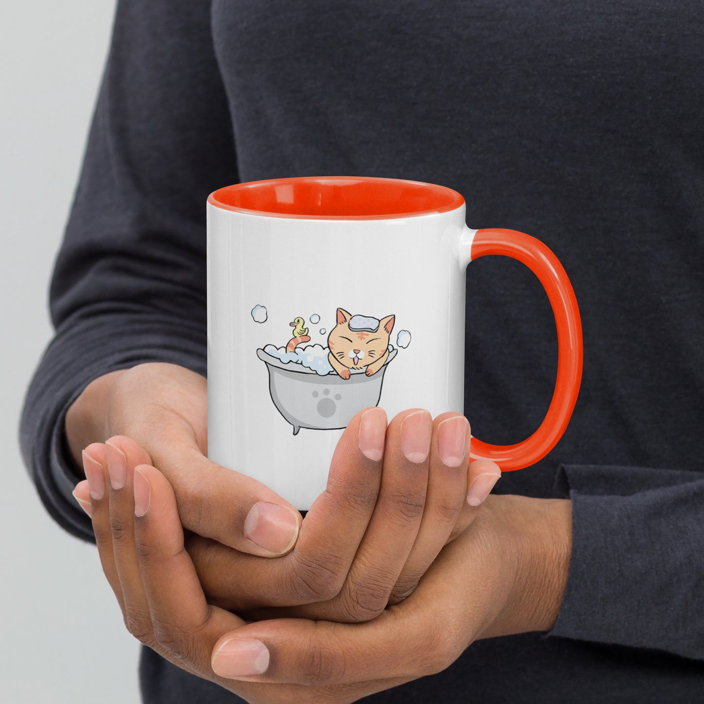 A Bathing Cat by tokyozoodesign Mug with Color Inside