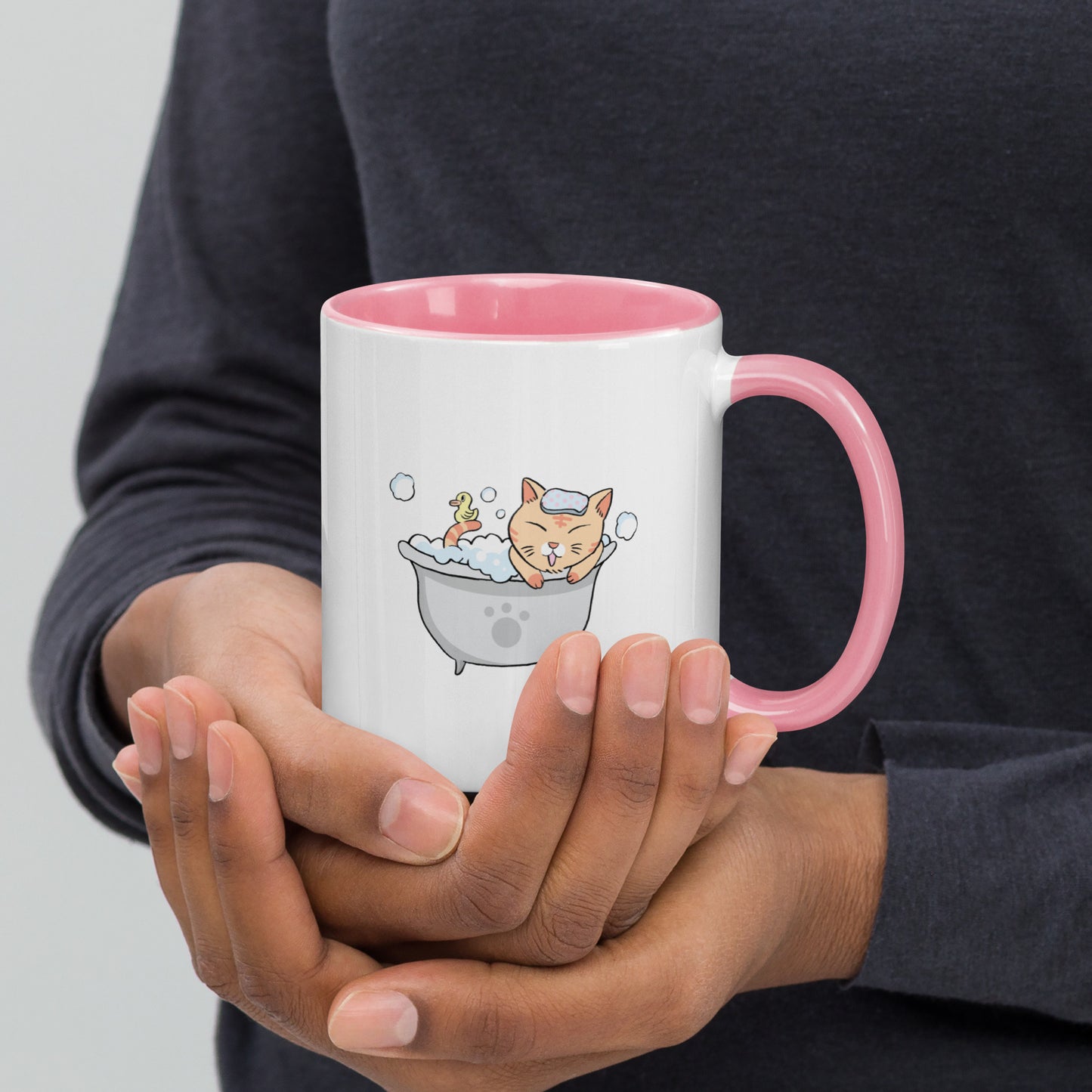 A Bathing Cat by tokyozoodesign Mug with Color Inside